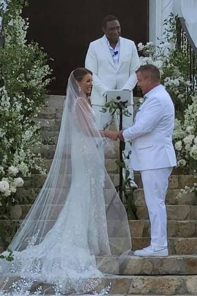 Picture of Skylene Montgomery with her husband, Sean Payton, during their wedding ceremony. 